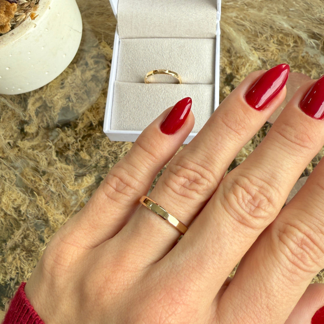 Aliança em Ouro Amarelo 18k Borda Chanfrada 3mm