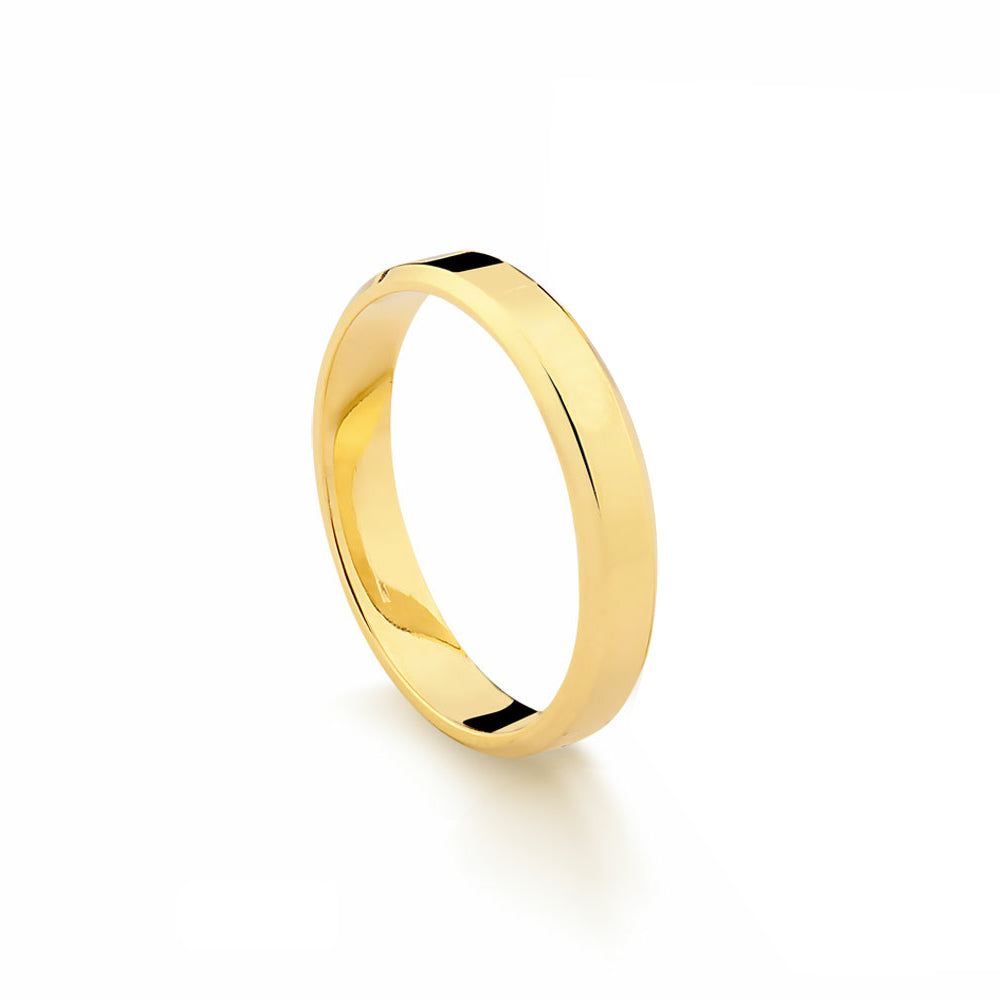 Aliança em Ouro Amarelo 18k Borda Chanfrada 3mm