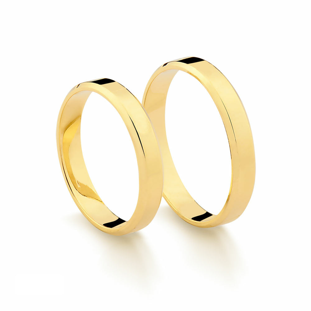 Aliança em Ouro Amarelo 18k Borda Chanfrada 3mm