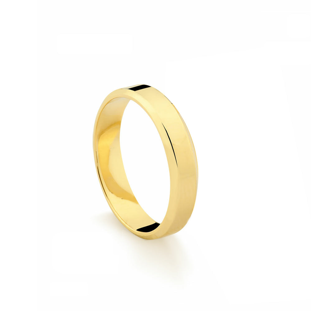 Aliança em Ouro Amarelo 18k Borda Chanfrada 4mm