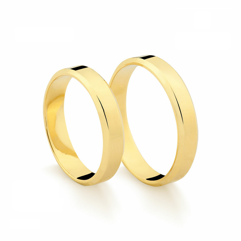 Aliança em Ouro Amarelo 18k Borda Chanfrada 4mm
