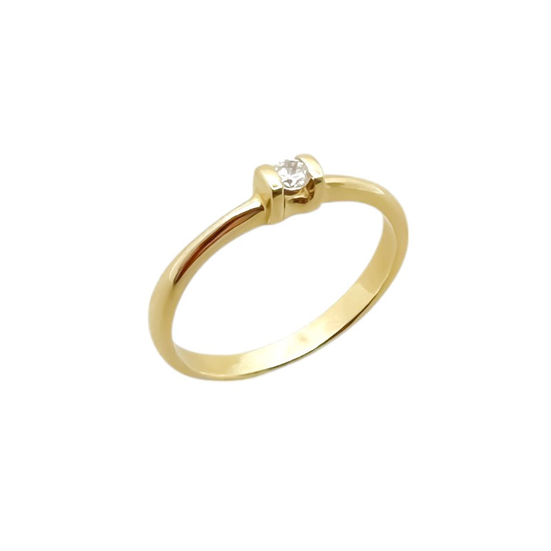 Anel Solitário em Ouro Amarelo 18k em Zircônia