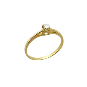 Anel Solitário em Ouro Amarelo 18k com Zircônia