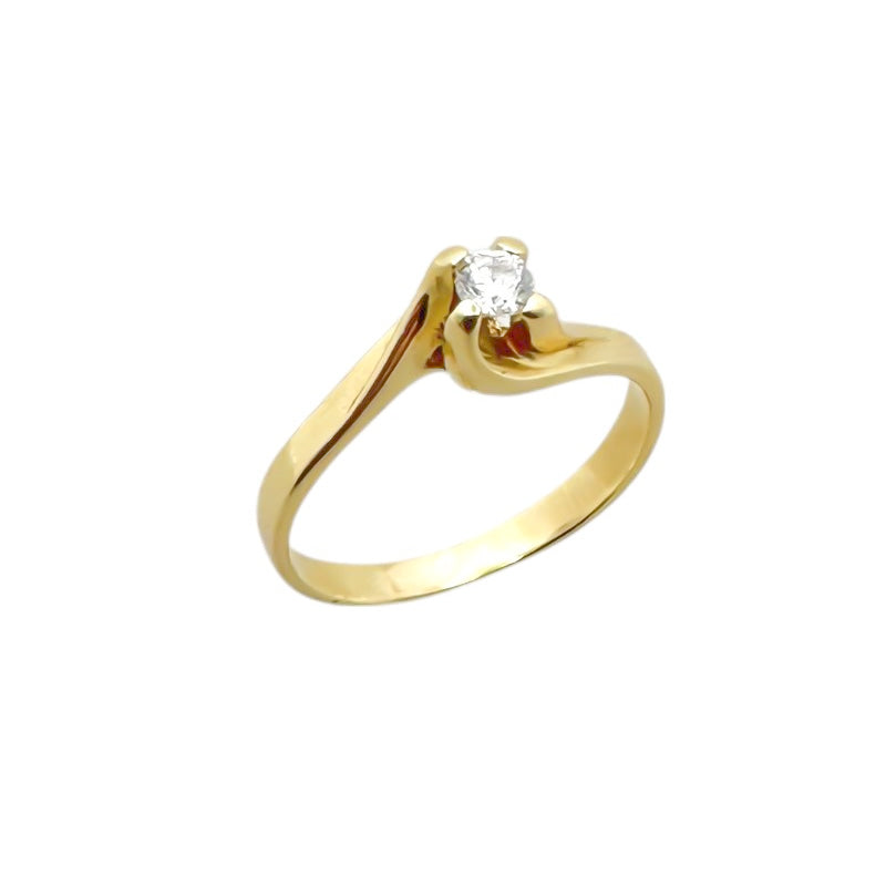 Anel Solitário em Ouro Amarelo 18k com Zircônia