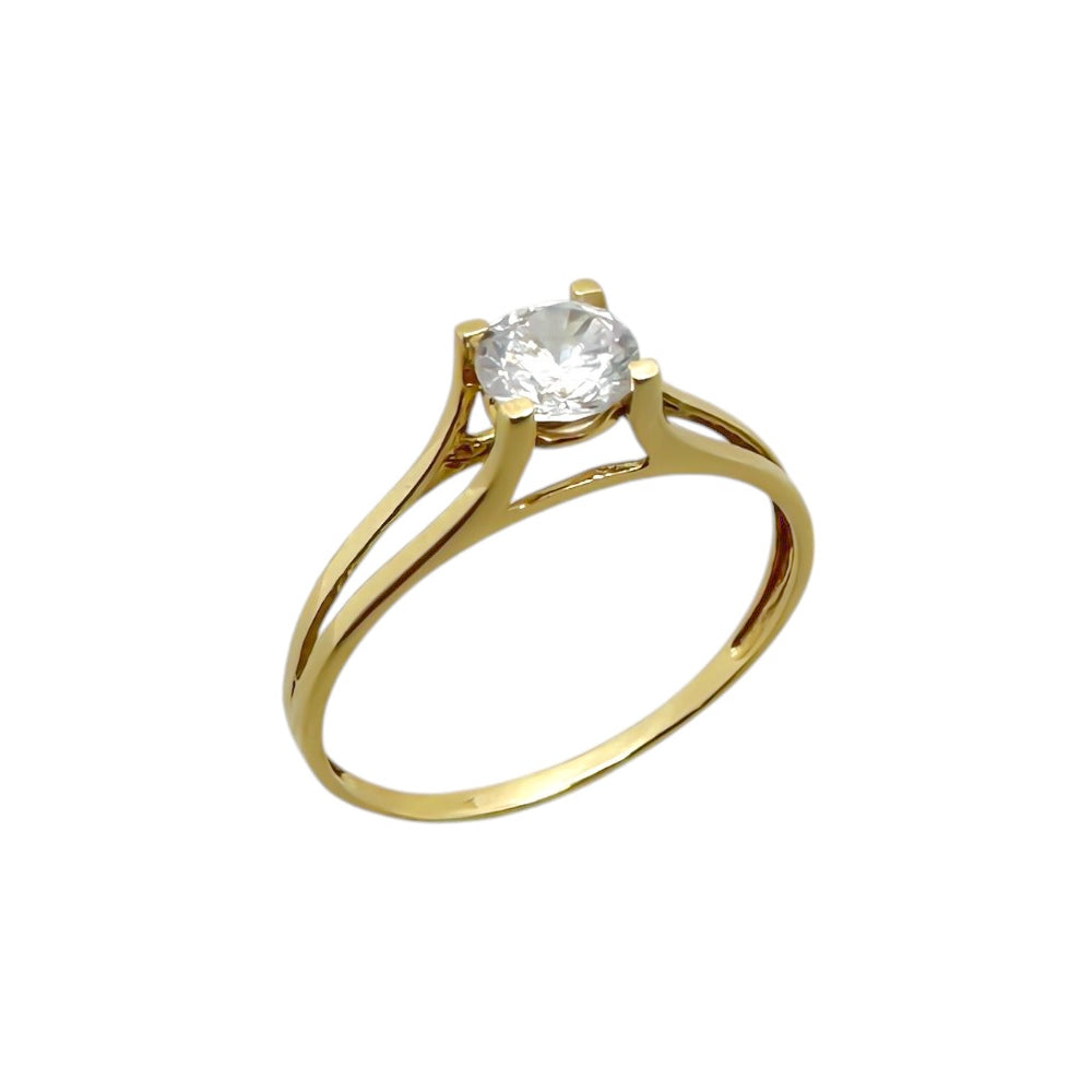 Anel Solitário em Ouro Amarelo 18k com Zircônia