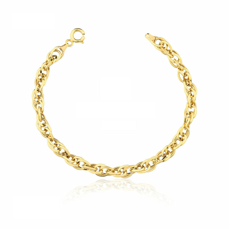 Pulseira em Ouro 18k Elos Ovais Entrelaçados 19cm