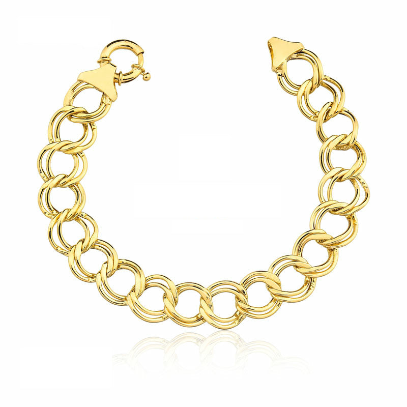 Pulseira em Ouro 18k Elos Duplos 19,5cm