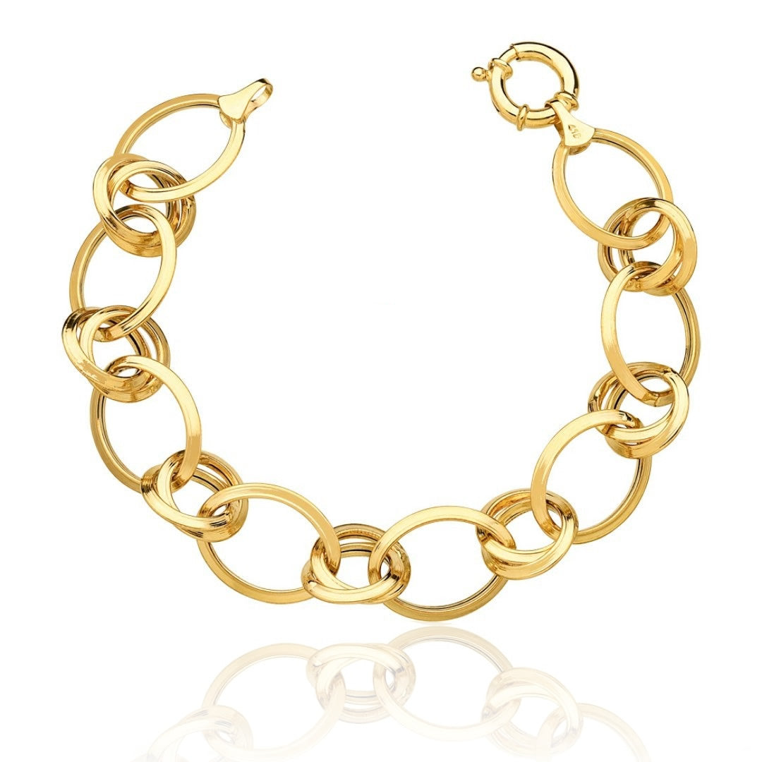 Pulseira em Ouro 18k Elos Ovais 20,5cm